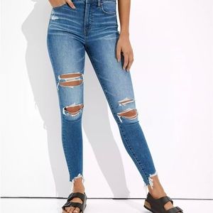 American Eagle Highest Rise Super Stretch X Jeggings Distressed/Raw Hem (A11)